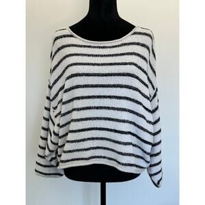 Free People Bardot Sweater Striped Scoop Neck Loose Fit, Baggy Sleeves Size XS